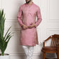 Sojanya Men Pink & Off-White Woven Design Kurta with Churidar | Swadesiicart