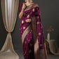Anouk Purple & Gold-Toned Ethnic Motifs Zari Banarasi Saree | Swadesiicart