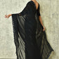Black Silk Stripe Saree With Blouse Piece - Purvi