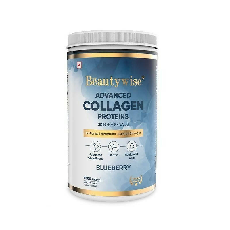 Beautywise Advanced Marine Collagen Anti-Aging Powder - Glutathione, HA & Biotin - Blueberry | Swadesiicart