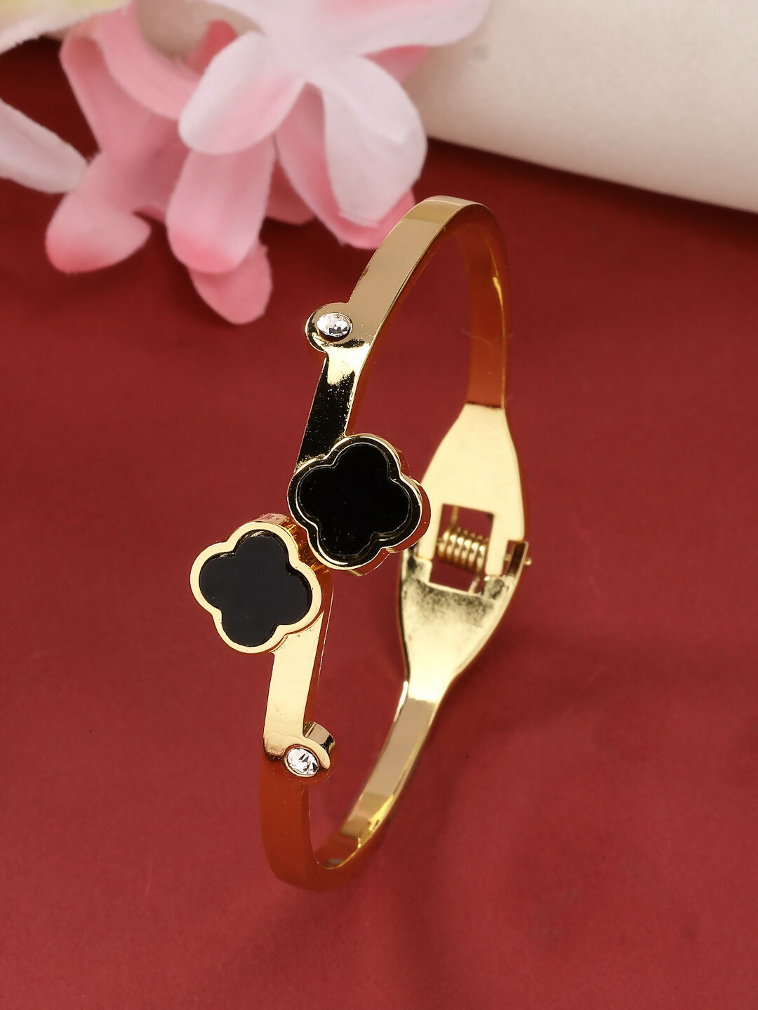 NVR Women's Set of 2 Gold & Silver Cuff Bracelet - Swadesiicart