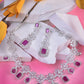 Saraf RS Jewellery Rhodium-Plated Pink AD studded Jewellery Set