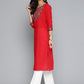 HERE&NOW Women Red & Black Yoke Design Pure Cotton Kurta - Swadesiicart