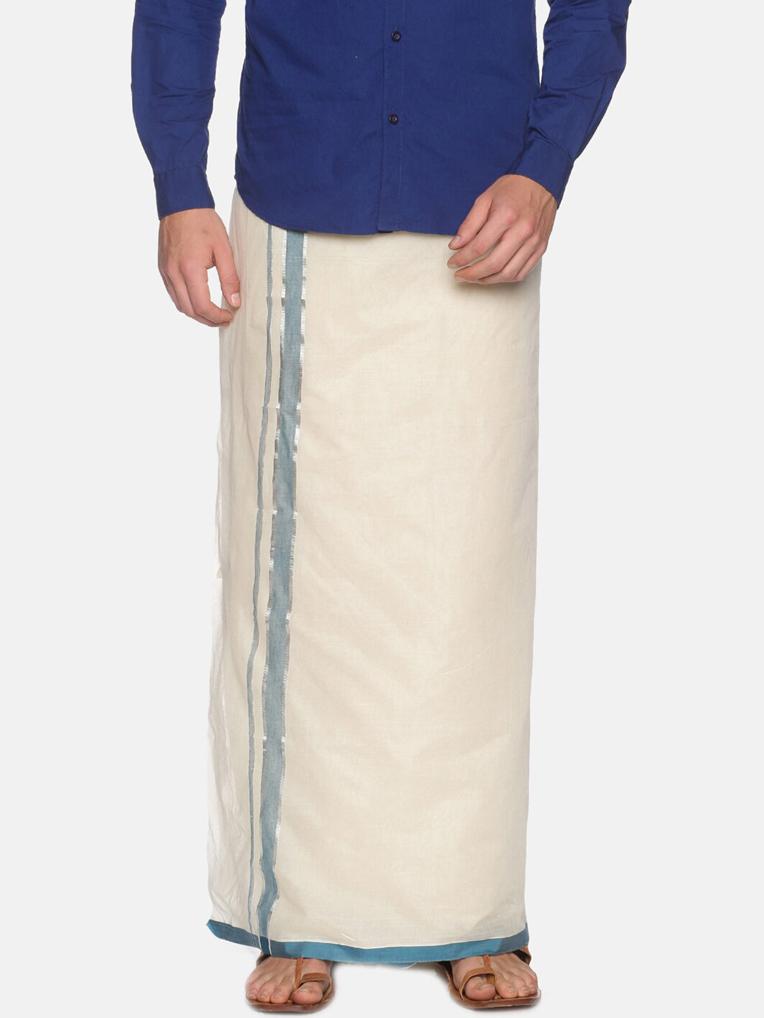 Sethukrishna Mens Off White Traditional Kerala Double Mundu | Swadesiicart