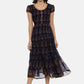 Souchii Women Navy Blue Printed Fit And Flare Dress - Swadesiicart