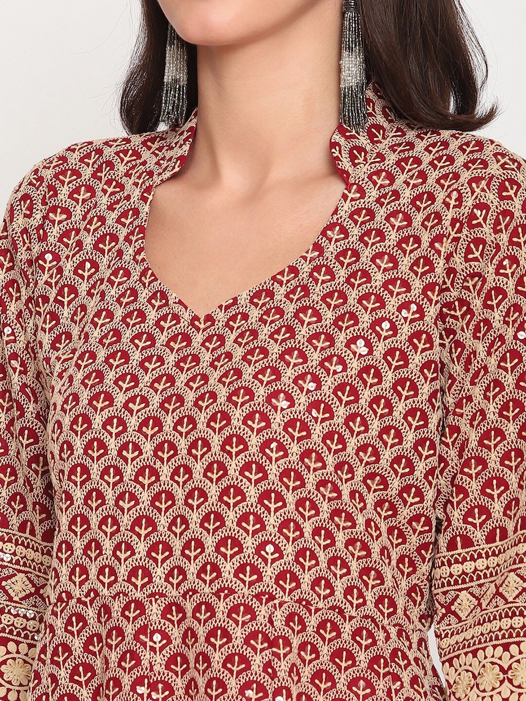 Kalini Chikankari Embroidered Pure Cotton Anarkali Kurta | Swadesiicart