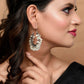 Shoshaa Silver-Toned & White Contemporary Hoop Earrings | Swadesiicart