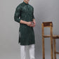 Sojanya Geometric Embroidered Pure Cotton Kurta With Churidar | Swadesiicart