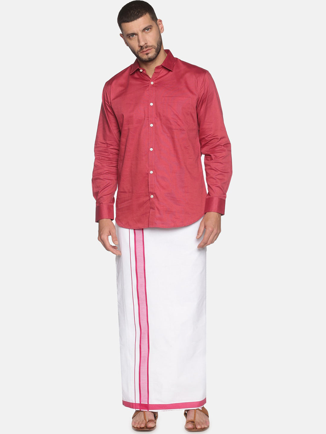 Sethukrishna Men Pack Of 2 Solid Cotton Dhotis | Swadesiicart