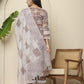 Yufta Beige Cotton Geometric Print Straight Kurta Pant Dupatta Set