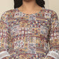 Yufta Beige Cotton Geometric Print Straight Kurta Pant Dupatta Set