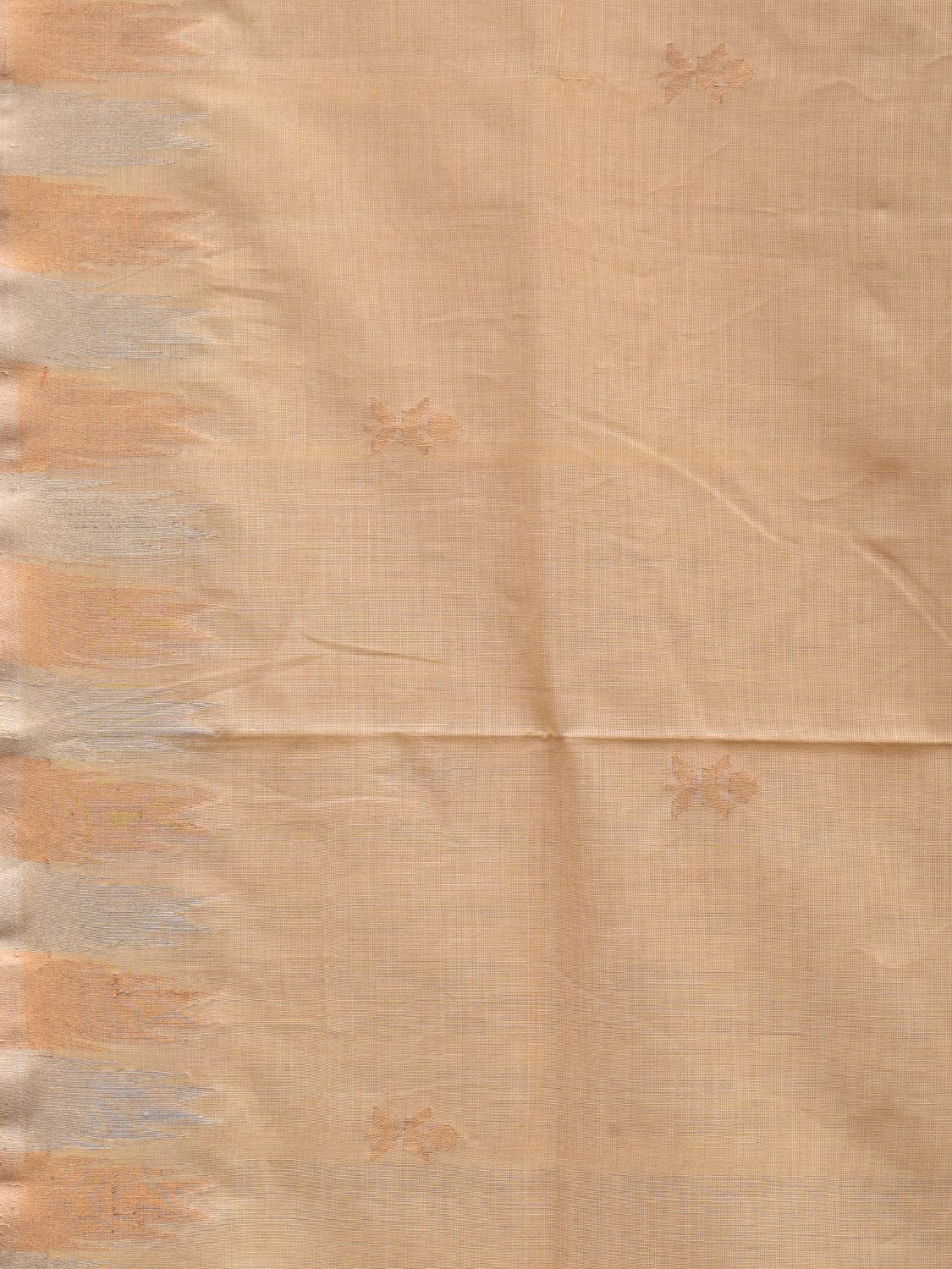 Beige Khadi Cotton Handloom Saree with Temple Border Design - Global Threads | Swadesiicart