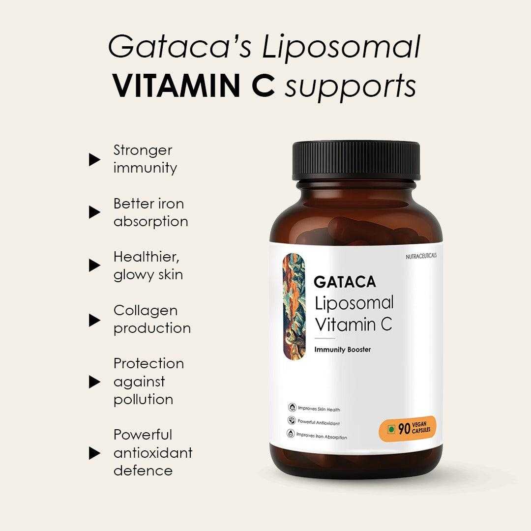 GATACA Liposomal Vitamin C Capsules for High Bioavailability| Immunity, Better Skin & Iron Absorption | Swadesiicart