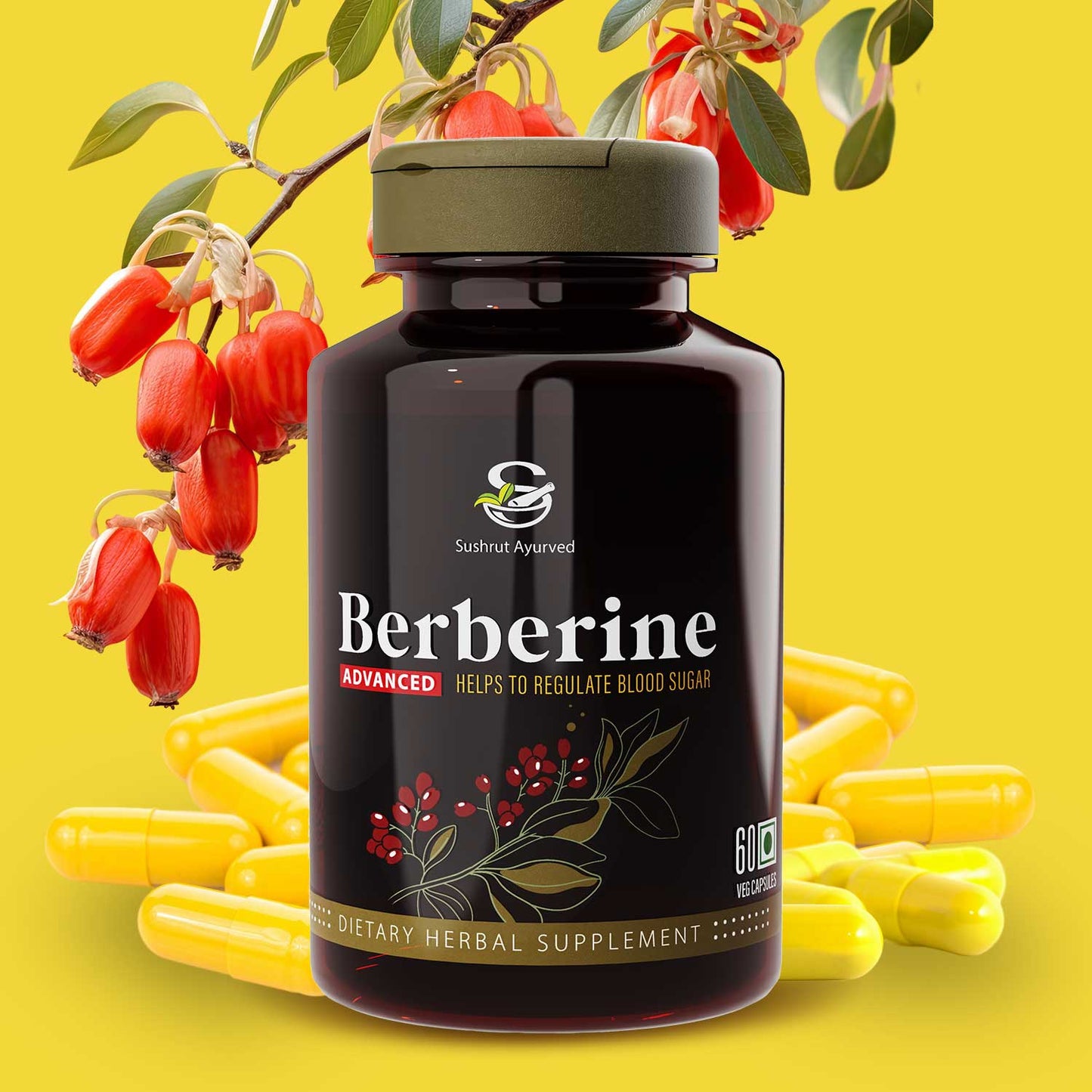 Sushrut Ayurved Good Health Berberine Veg Capsules - Swadesiicart