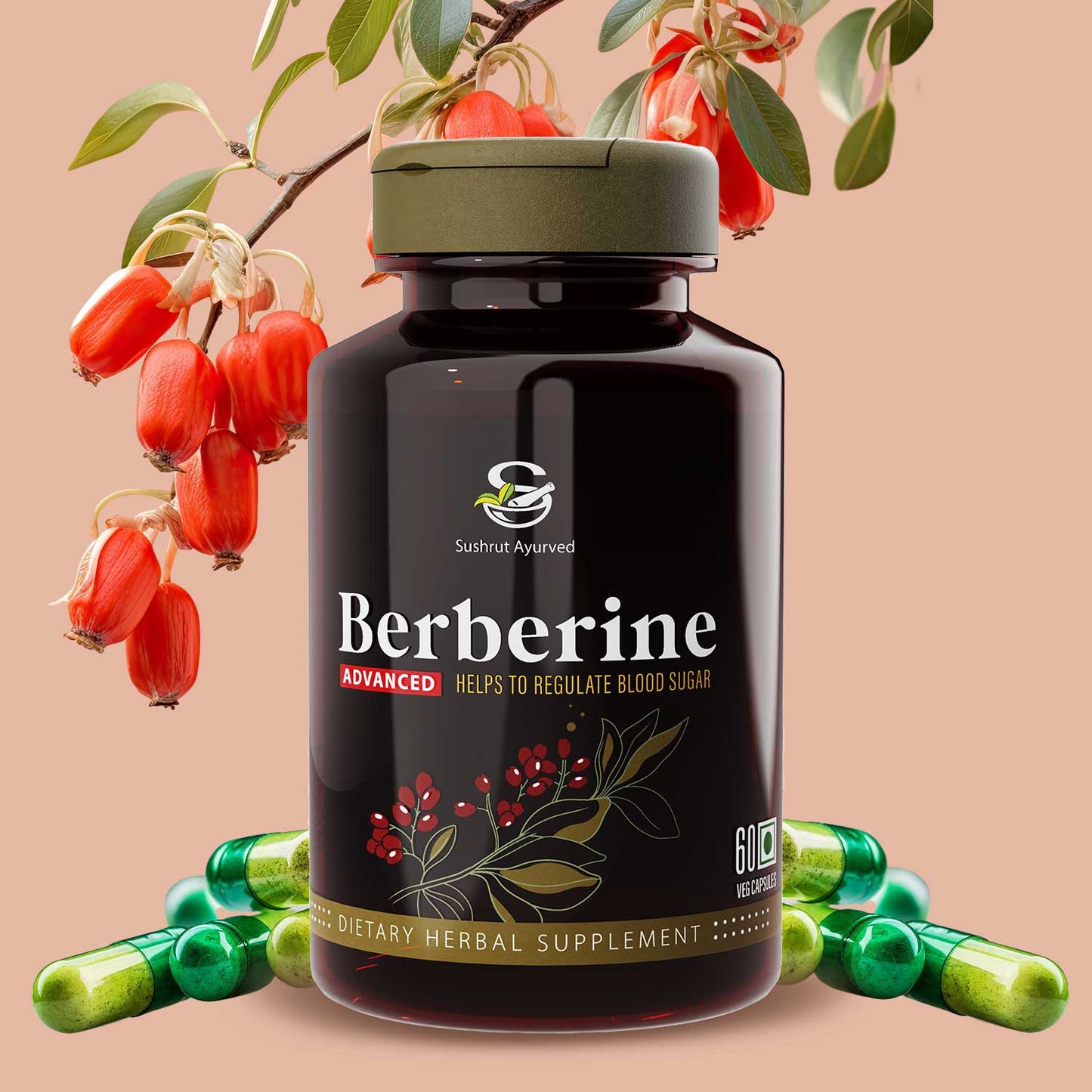 Sushrut Ayurved Good Health Berberine Veg Capsules - Swadesiicart