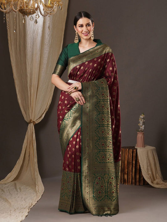 Anouk Woven Design Zari Banarasi Saree | Swadesiicart
