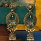 Anikas Creation Gold-Toned & Multicoloured Contemporary Jhumkas Earrings | Swadesiicart