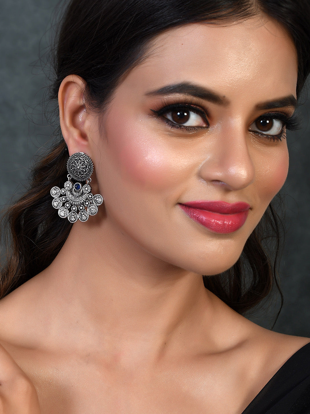 Shoshaa Silver-Toned Classic Chandbalis Earrings | Swadesiicart