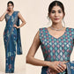 Blue Pure Georgette Sequence work Ready to wear Saree with stitched Blouse - Nirvana | Swadesiicart