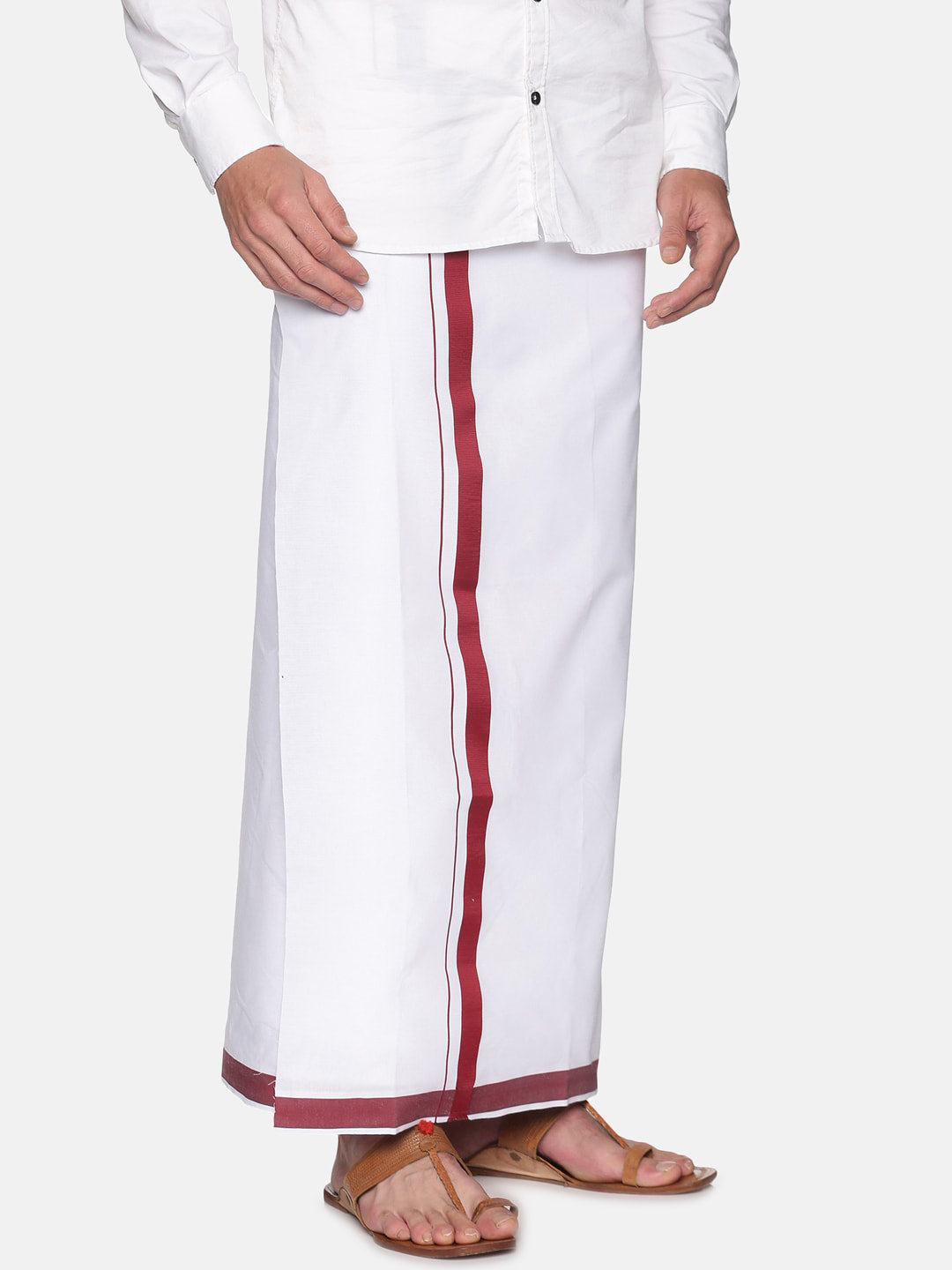 Sethukrishna Men White Solid Dhoti | Swadesiicart