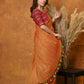 Very Much Indian Designer Mul Cotton Handloom Saree with Sequins - Orange | Swadesiicart