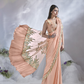 Peach Crepe Satin Silk Designer Ready to wear saree with stithced Blouse - Mohmanthan Aura | Swadesiicart