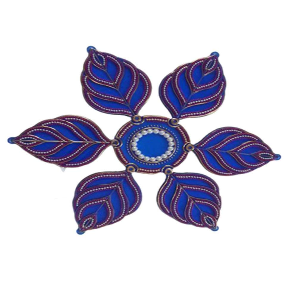 Kundan HandiKrafts Handcrafted Navy Blue Colour Kundan Rangoli - Aahana - The Bliss Store