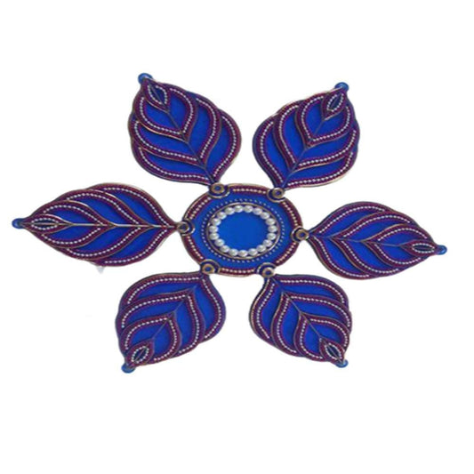 Kundan HandiKrafts Handcrafted Navy Blue Colour Kundan Rangoli - Aahana - The Bliss Store