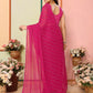 Aafreen Partywear Designer Dark pink Georgette Fancy Saree