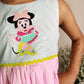 ArthLife Pink And Cyan Minnie Embroidered Dress