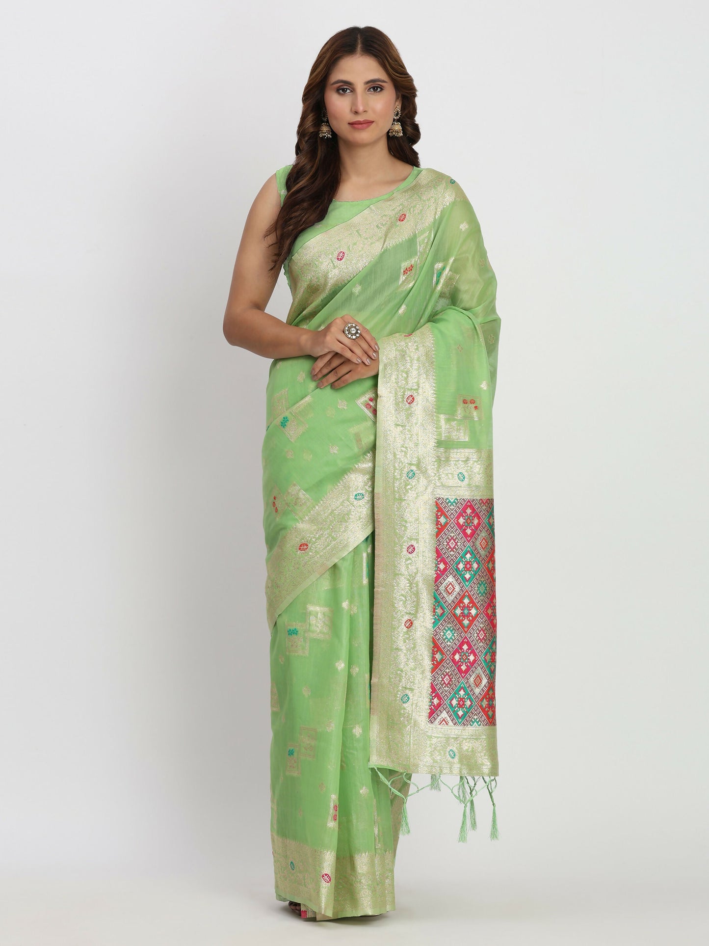 Shree Shyam Fashion Linen Cotton Light Green Saree
