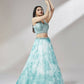 House of Panchhi Turquoise Blue Organza Floral Printed Lehenga choli & Dupatta | Swadesiicart
