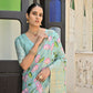 Vishnu Weaves Women's Sea-Green Banarasi Silk Saree with Blouse - Swadesiicart