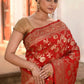Joban Fashion Red Banarasi Soft Pure Handloom Banarasi Silk Saree | Swadesiicart