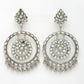 NVR Women's Silver-Toned Mirror Work Oxidised Contemporary Drop Earrings | Swadesiicart