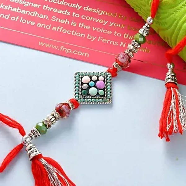Designer Beads Rakhi N Assorted Chikki Combo | Swadesiicart