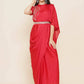 Women Republic Red Hand Embelleshed Gown With Drape | Swadesiicart