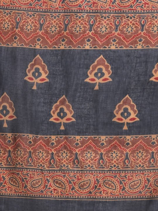 Anubhutee Navy Blue Printed Gotta Patti Pure Cotton Kurta with Trousers & Dupatta | Swadesiicart