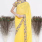 Little Bansi Floral Print Ready To Wear Saree And Floral Blouse - Yellow | Swadesiicart