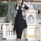 Miravan Women's Black Pure Cotton Floral Embroidered High Low Co-Ord Set - Swadesiicart