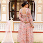 Vaasva Women White Organza Floral Print & Embroidered Anarkali Kurta, Pant & Dupatta set | Swadesiicart