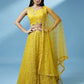 House of Panchhi Mustard Net Sequinse Work Lehenga & Blouse, Dupatta | Swadesiicart