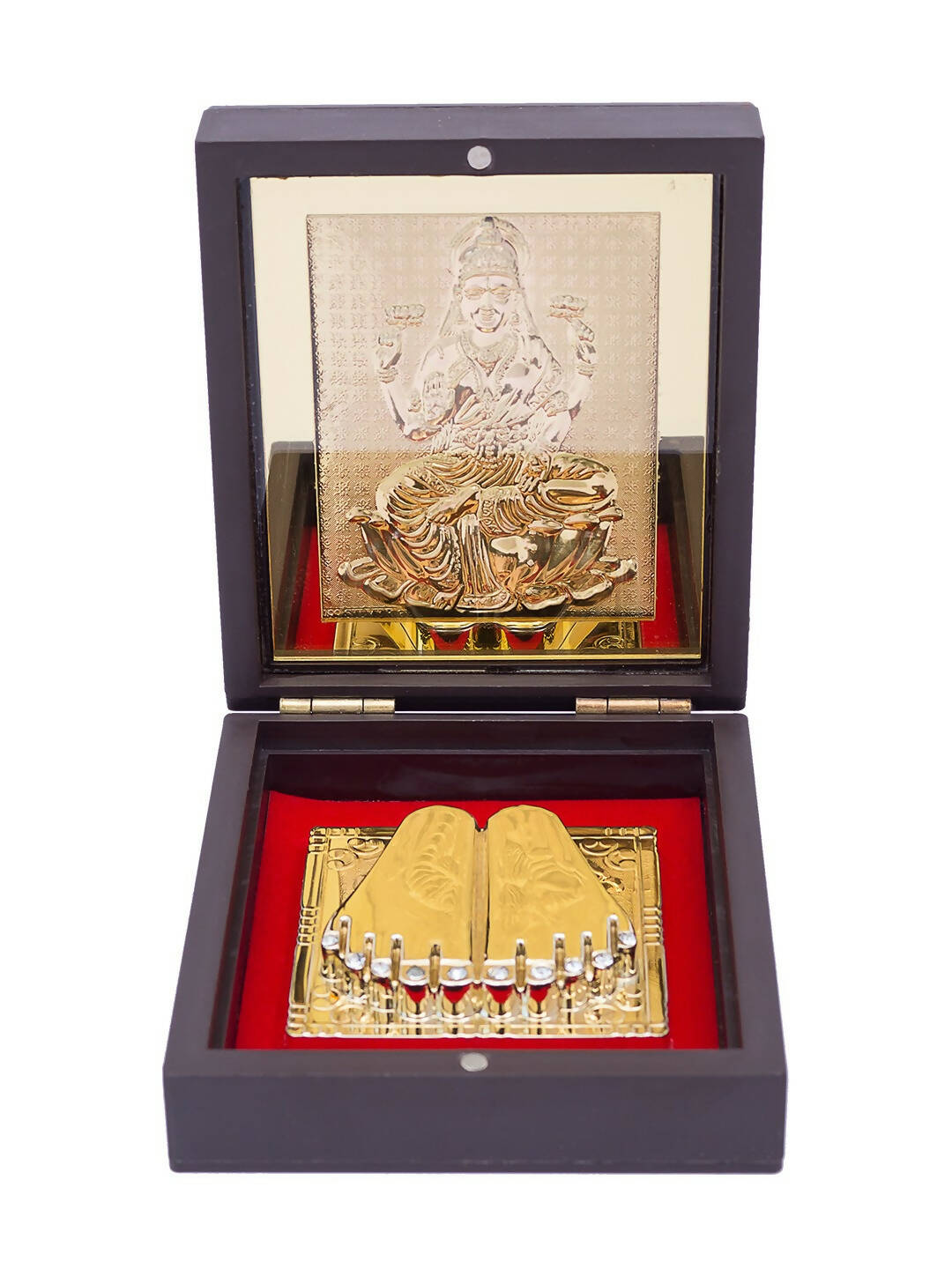 Golden Peacock Brown & 24 Ct Gold Foil Laxmi Ji Pooja Box | Swadesiicart