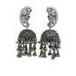 Peacock Shaped Tribal Design Oxidised Silver Plated Chandelier Jhumkas (VMC-PCK1) By House of Ree | Swadesiicart