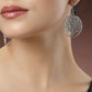 NVR Women's Silver-Toned Circular Shape German Silver Oxidised Drop Earrings - Swadesiicart