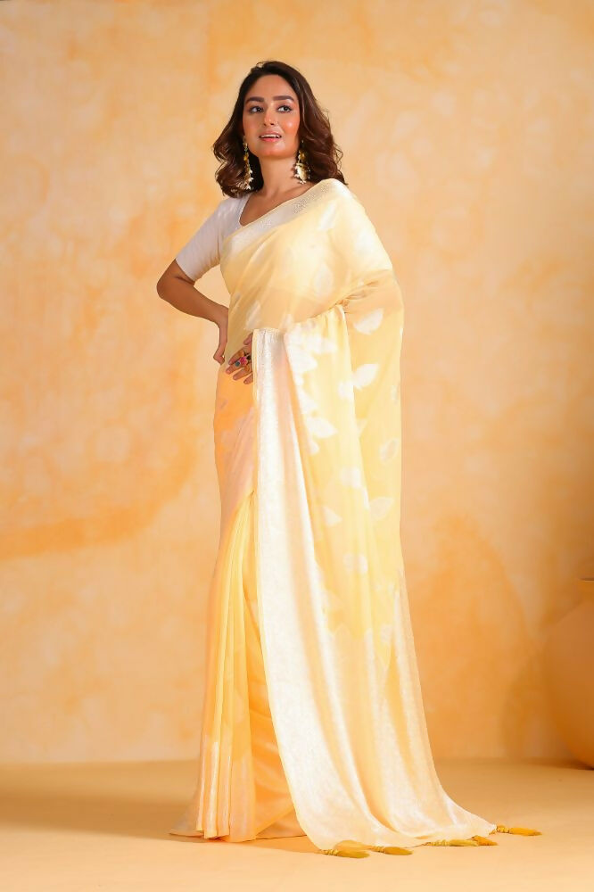 Vamsee Sikha Yellow Georgette Saree - Swadesiicart