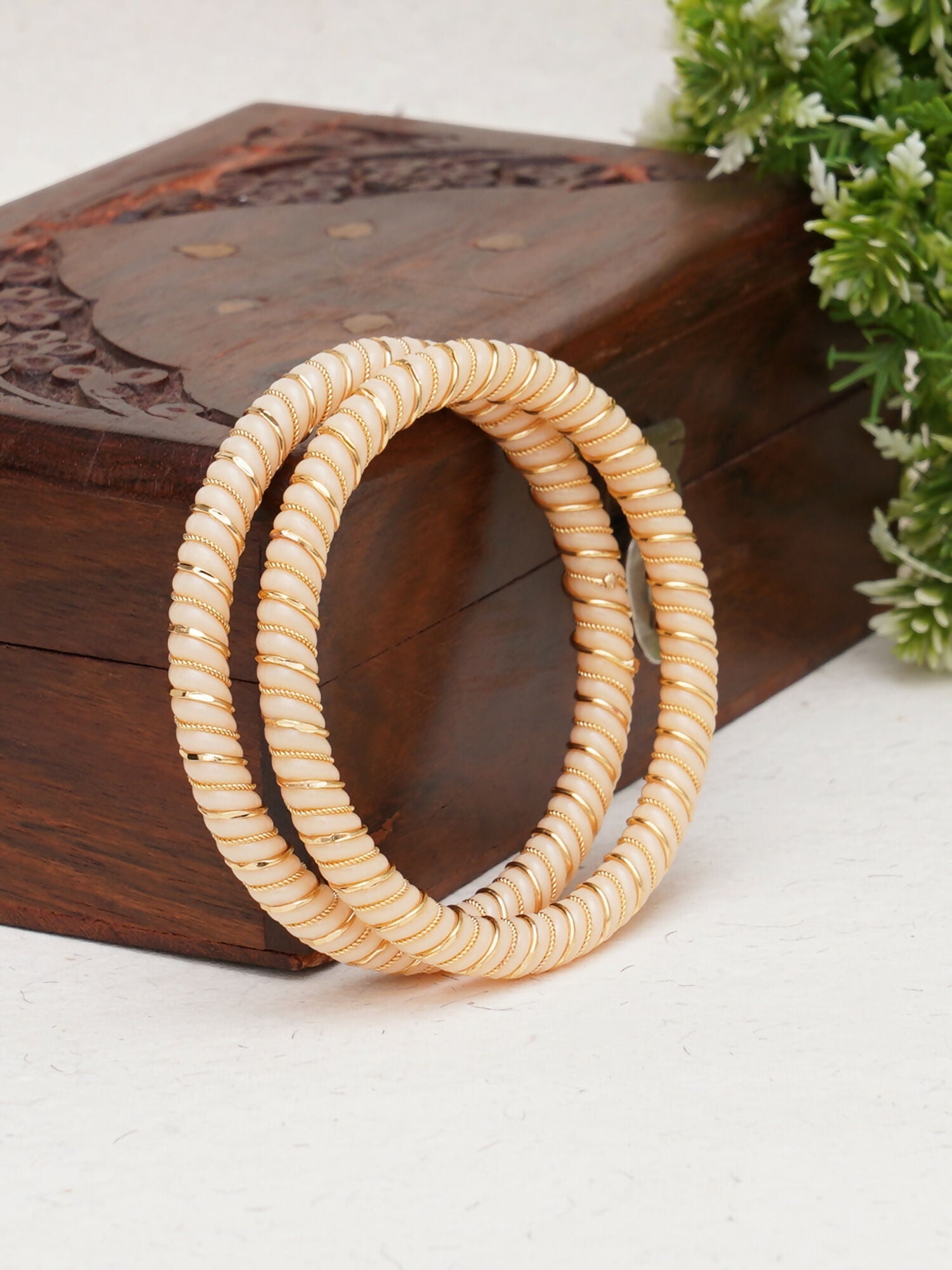 Golden Bangles (Gold) - Ruby Raang - Swadesiicart