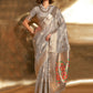 Grey Handwoven Tissue Fabric Festive & Party Style Saree - Emponline | Swadesiicart