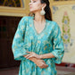 Vaasva Women Aqua Muslin Pleated Kurta & Pant Clothing Set | Swadesiicart