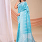 Shree Shyam Fashion Varnika Sky Blue Linen Cotton Saree